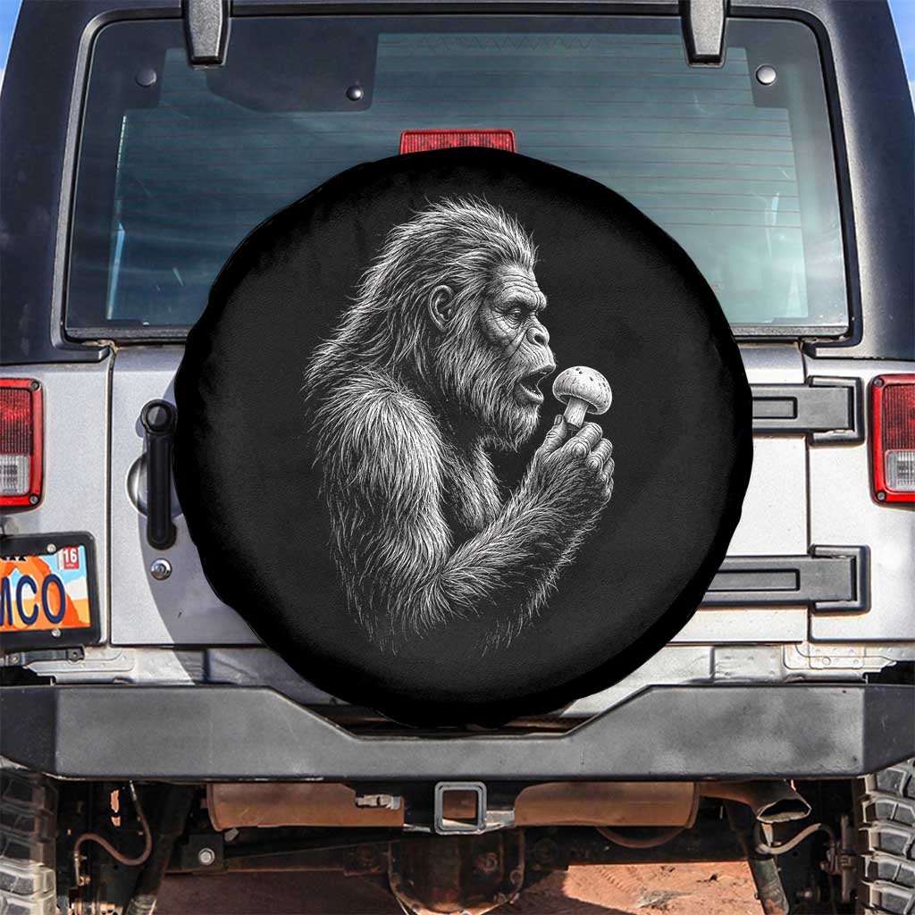 Bigfoot Mushroom Spare Tire Cover Vintage Sasquatch Art Mystical Nature Lover Retro TS10 No hole Black Print Your Wear