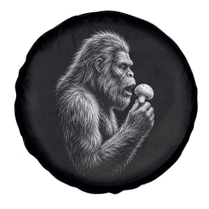 Bigfoot Mushroom Spare Tire Cover Vintage Sasquatch Art Mystical Nature Lover Retro