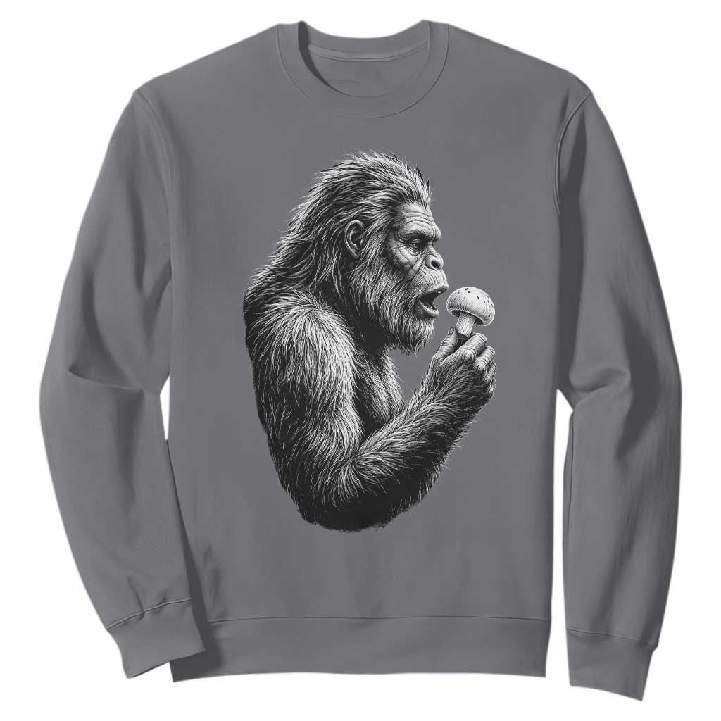 Bigfoot Mushroom Sweatshirt Vintage Sasquatch Art Mystical Nature Lover Retro