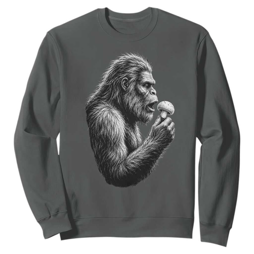 Bigfoot Mushroom Sweatshirt Vintage Sasquatch Art Mystical Nature Lover Retro