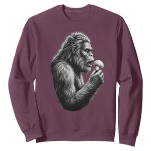 Bigfoot Mushroom Sweatshirt Vintage Sasquatch Art Mystical Nature Lover Retro