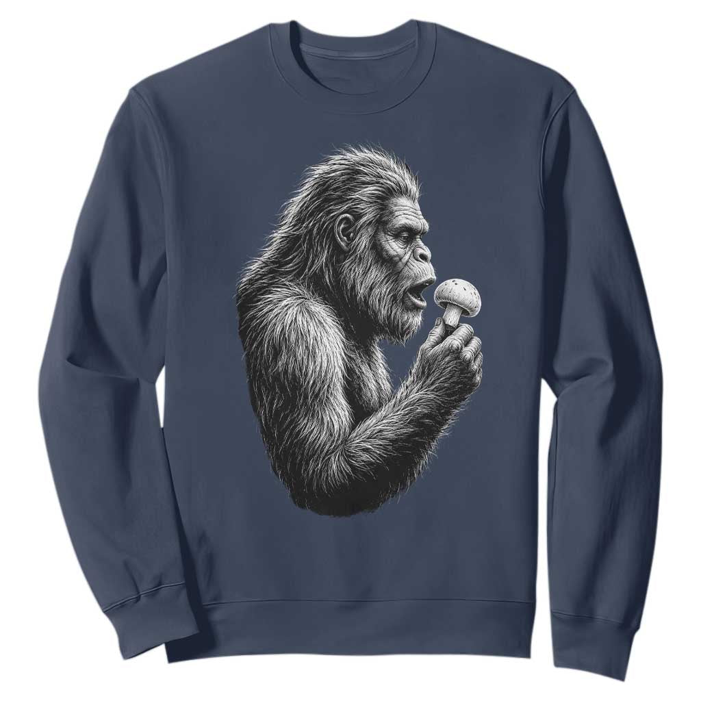 Bigfoot Mushroom Sweatshirt Vintage Sasquatch Art Mystical Nature Lover Retro