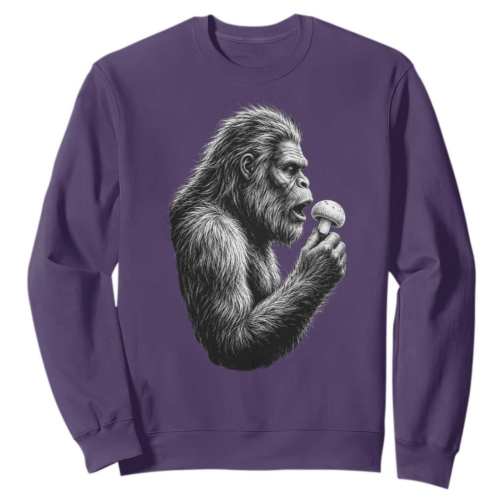 Bigfoot Mushroom Sweatshirt Vintage Sasquatch Art Mystical Nature Lover Retro