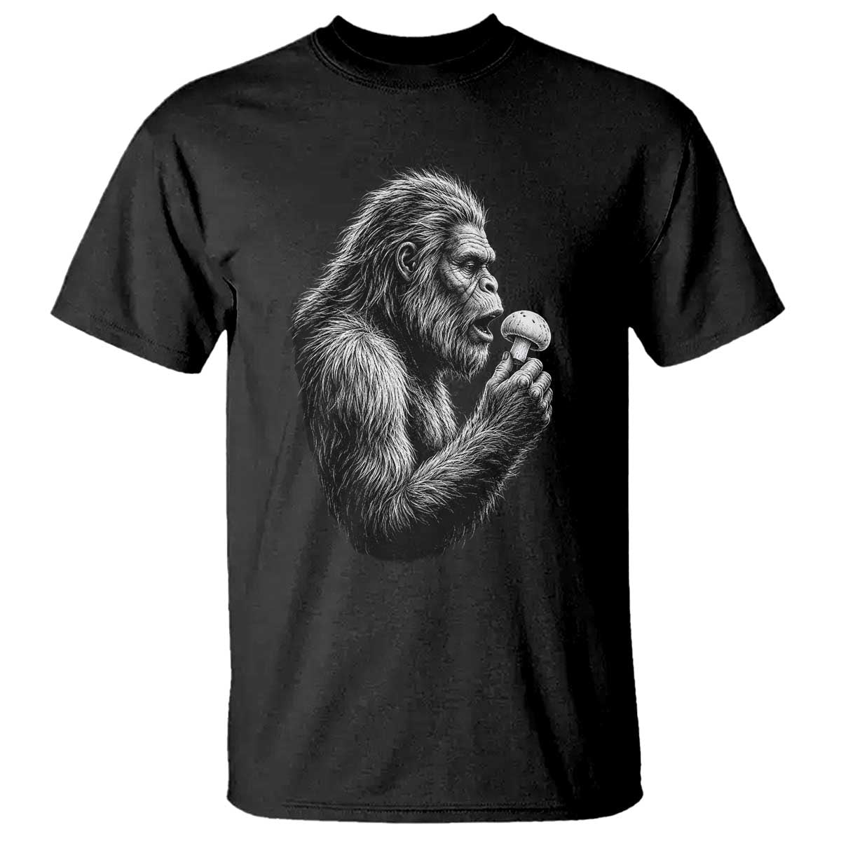 Bigfoot Mushroom T Shirt Vintage Sasquatch Art Mystical Nature Lover Retro