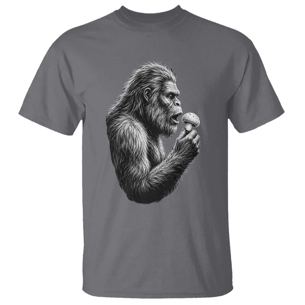 Bigfoot Mushroom T Shirt Vintage Sasquatch Art Mystical Nature Lover Retro