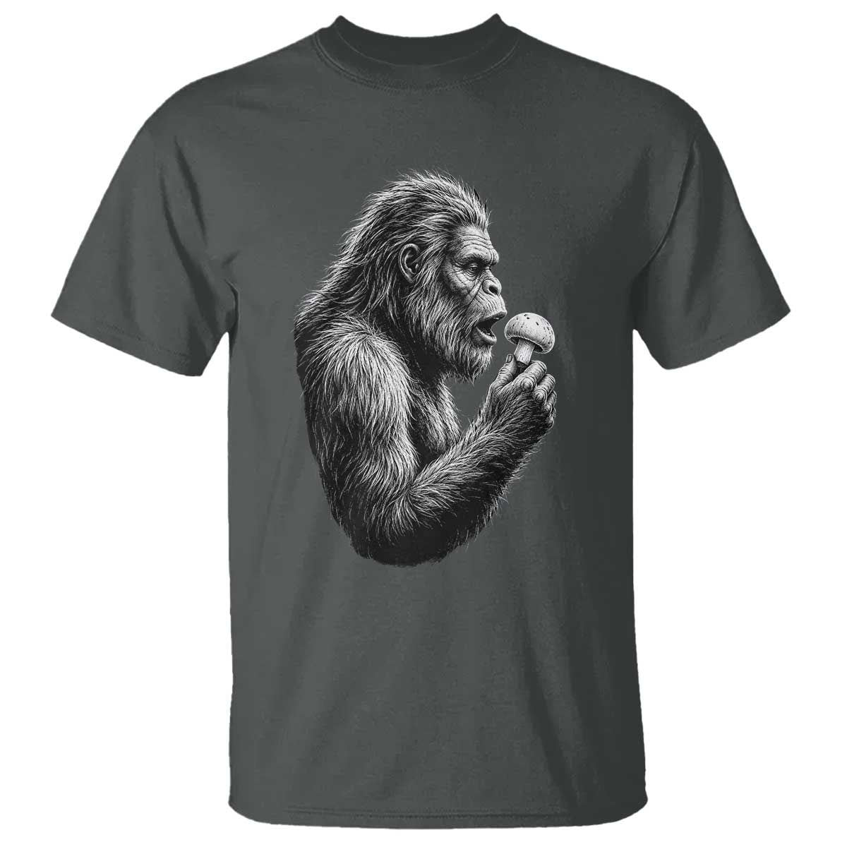Bigfoot Mushroom T Shirt Vintage Sasquatch Art Mystical Nature Lover Retro