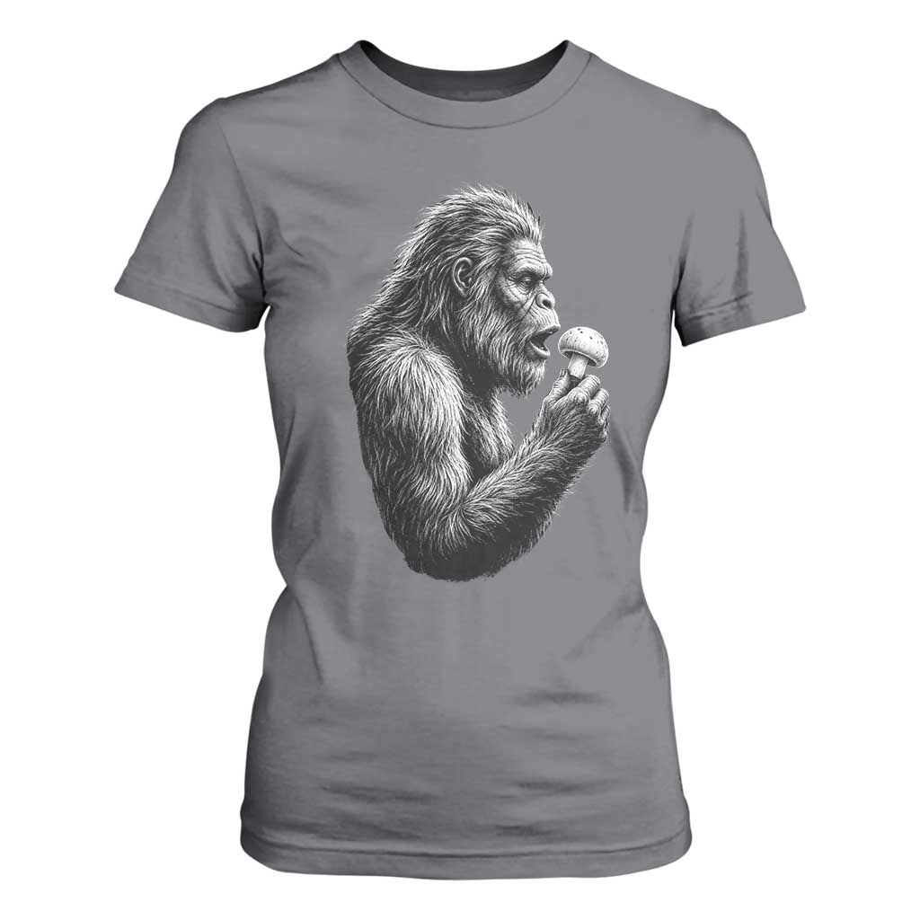 Bigfoot Mushroom T Shirt For Women Vintage Sasquatch Art Mystical Nature Lover Retro