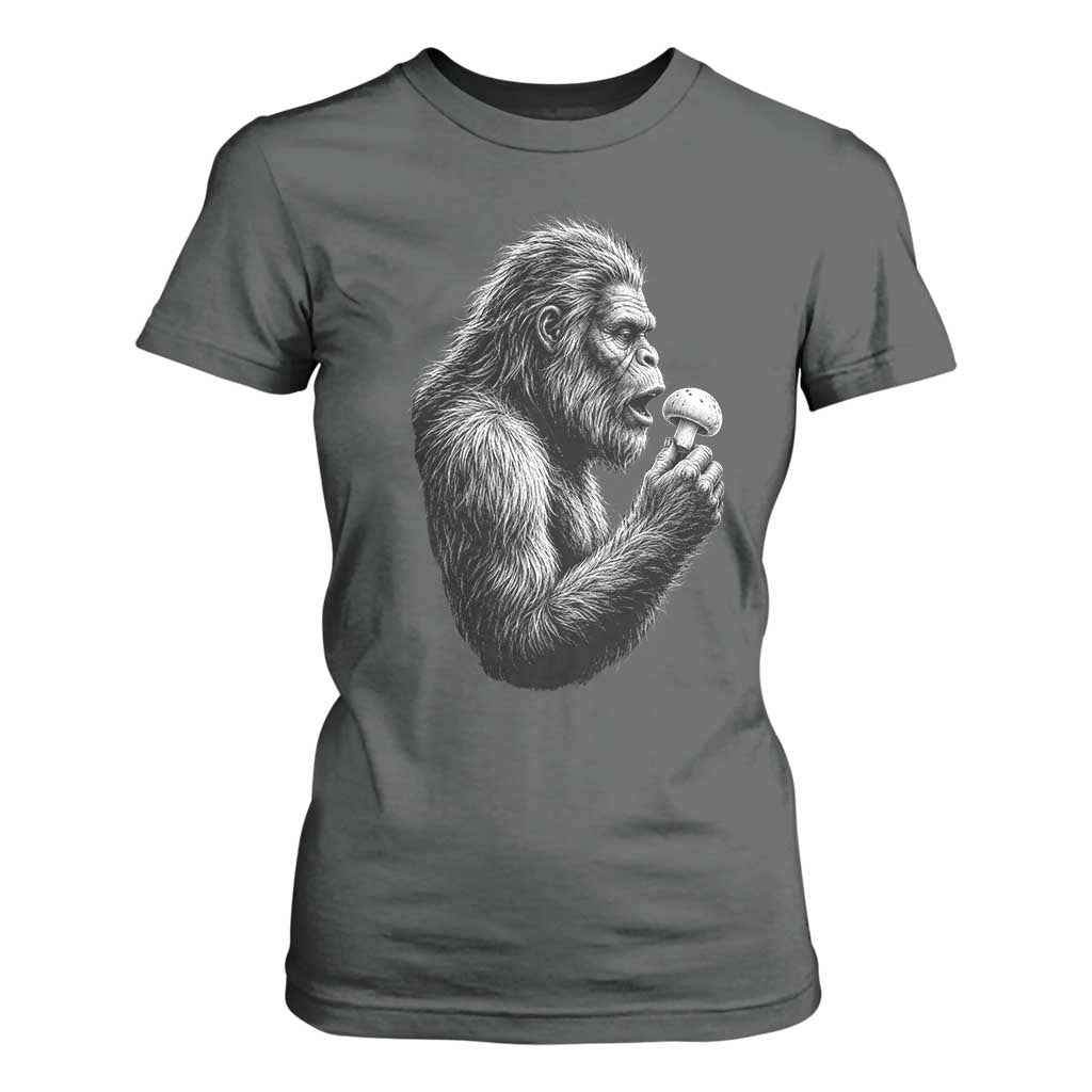 Bigfoot Mushroom T Shirt For Women Vintage Sasquatch Art Mystical Nature Lover Retro