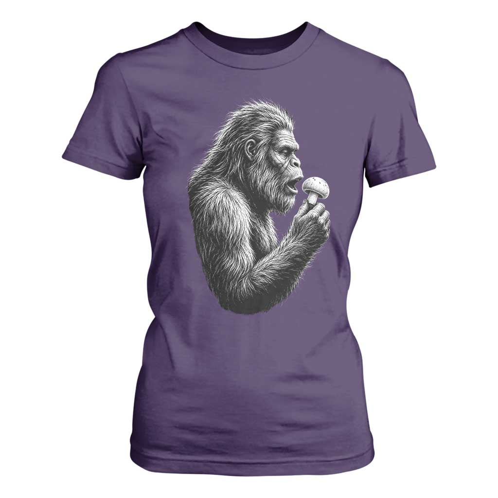 Bigfoot Mushroom T Shirt For Women Vintage Sasquatch Art Mystical Nature Lover Retro