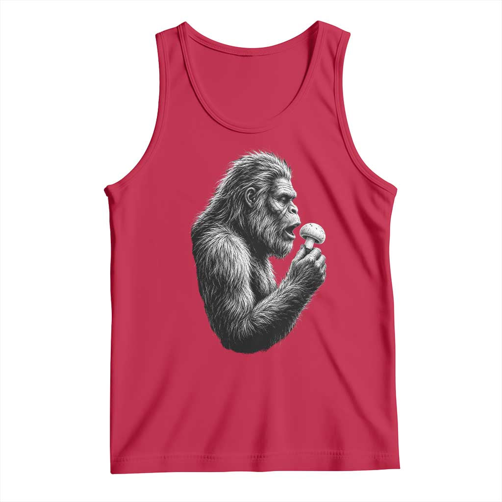 Bigfoot Mushroom Tank Top Vintage Sasquatch Art Mystical Nature Lover Retro