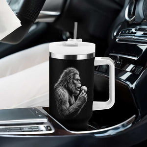 Bigfoot Mushroom Tumbler With Handle Vintage Sasquatch Art Mystical Nature Lover Retro