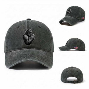 Bigfoot Mushroom Washed Cotton Baseball Cap Vintage Sasquatch Art Mystical Nature Lover Retro