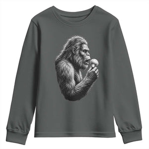 Bigfoot Mushroom Youth Sweatshirt Vintage Sasquatch Art Mystical Nature Lover Retro