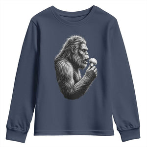 Bigfoot Mushroom Youth Sweatshirt Vintage Sasquatch Art Mystical Nature Lover Retro