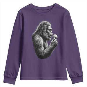 Bigfoot Mushroom Youth Sweatshirt Vintage Sasquatch Art Mystical Nature Lover Retro