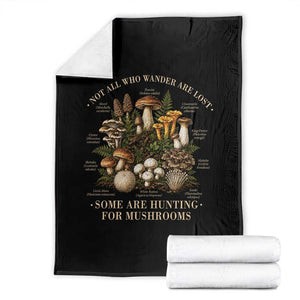 Mushroom Lovers Throw Blanket Not All Who Wander Are Lost Some Are Hunting For Mushrooms Vintage Botanical Graphic