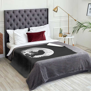 Bigfoot Mushroom Hunter Throw Blanket Vintage Sasquatch Art Mystical Nature Lover Retro Full Moon