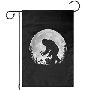 Bigfoot Mushroom Hunter Garden Flag Vintage Sasquatch Art Mystical Nature Lover Retro Full Moon