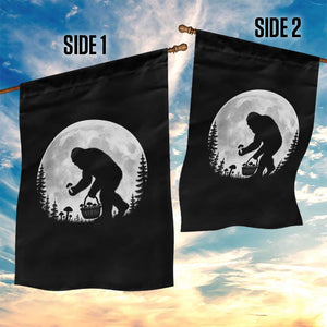 Bigfoot Mushroom Hunter Garden Flag Vintage Sasquatch Art Mystical Nature Lover Retro Full Moon