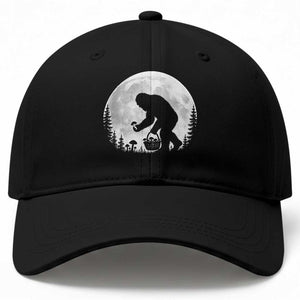 Bigfoot Mushroom Hunter Baseball Cap Vintage Sasquatch Art Mystical Nature Lover Retro Full Moon