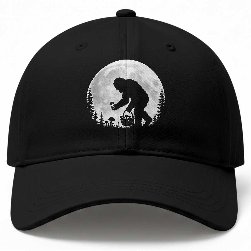 Bigfoot Mushroom Hunter Baseball Cap Vintage Sasquatch Art Mystical Nature Lover Retro Full Moon TS10 Print Your Wear