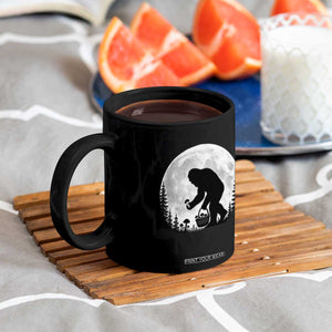 Bigfoot Mushroom Hunter Coffee Mug Vintage Sasquatch Art Mystical Nature Lover Retro Full Moon