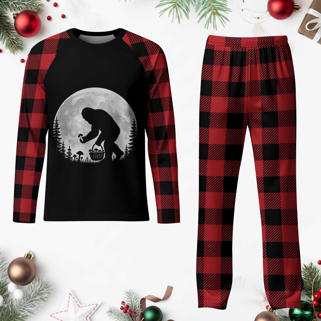 Bigfoot Mushroom Hunter Plaid Pajama Set Vintage Sasquatch Art Mystical Nature Lover Retro Full Moon TS10 Buffalo Plaid Print Your Wear
