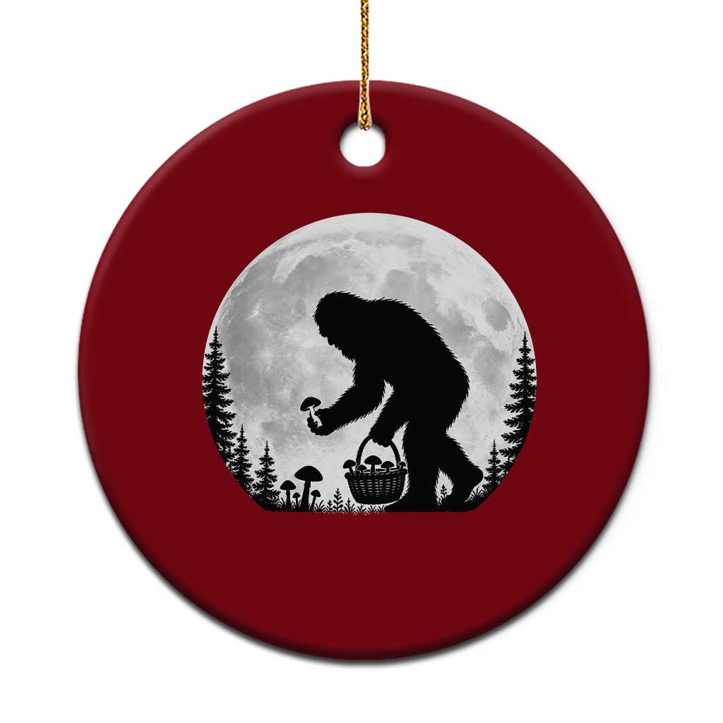 Bigfoot Mushroom Hunter Ceramic Ornament Vintage Sasquatch Art Mystical Nature Lover Retro Full Moon TS10 1pc Red Print Your Wear