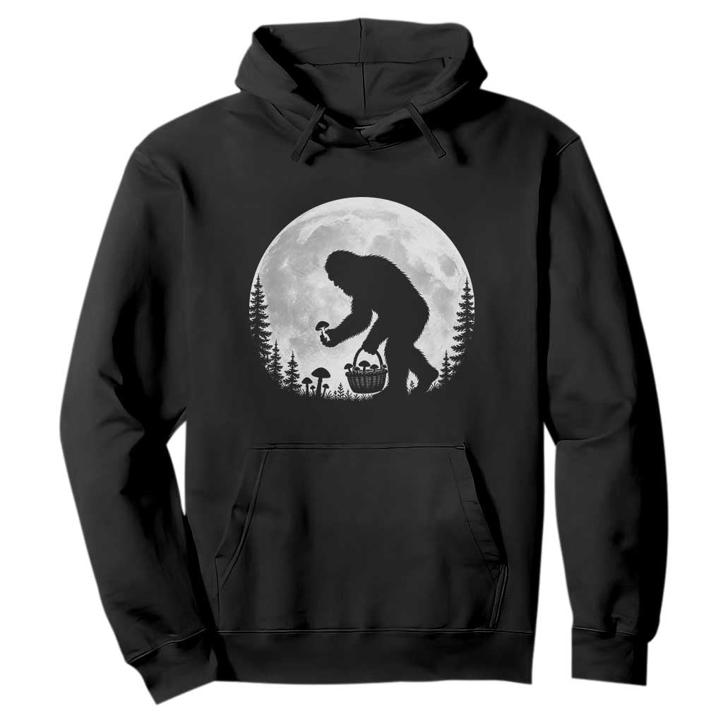 Bigfoot Mushroom Hunter Hoodie Vintage Sasquatch Art Mystical Nature Lover Retro Full Moon