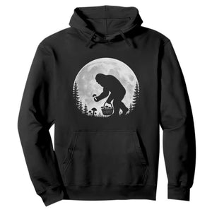 Bigfoot Mushroom Hunter Hoodie Vintage Sasquatch Art Mystical Nature Lover Retro Full Moon