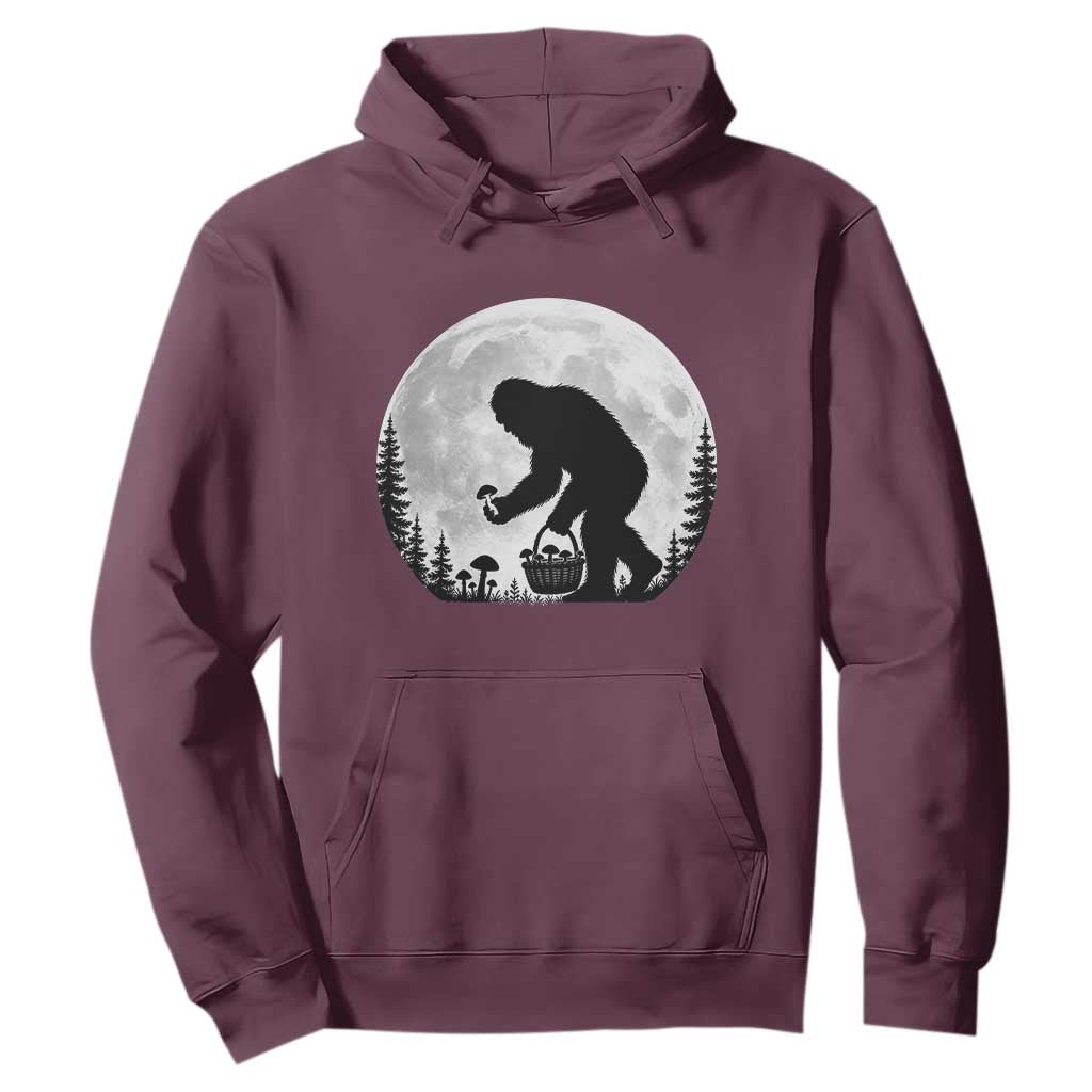 Bigfoot Mushroom Hunter Hoodie Vintage Sasquatch Art Mystical Nature Lover Retro Full Moon