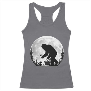 Bigfoot Mushroom Hunter Racerback Tank Top Vintage Sasquatch Art Mystical Nature Lover Retro Full Moon