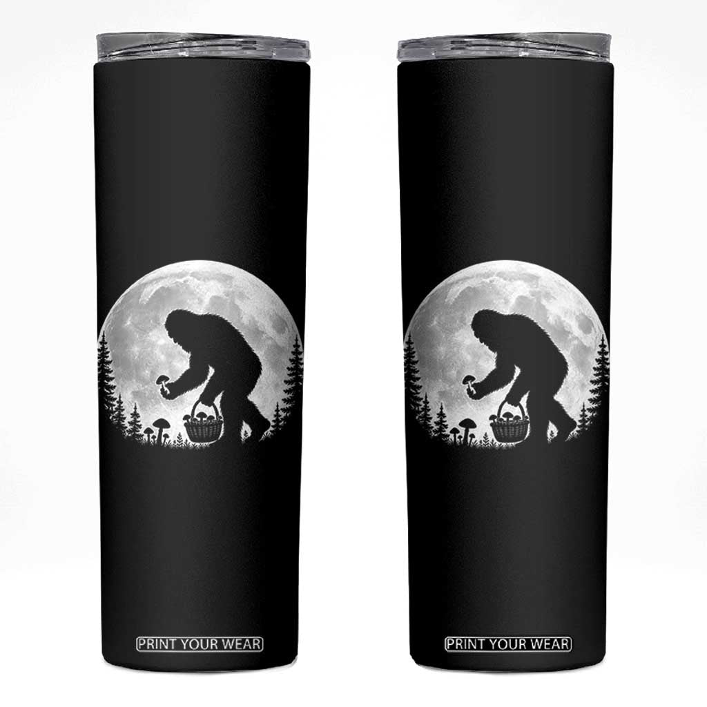 Bigfoot Mushroom Hunter Skinny Tumbler Vintage Sasquatch Art Mystical Nature Lover Retro Full Moon