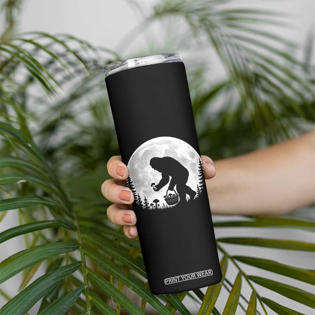 Bigfoot Mushroom Hunter Skinny Tumbler Vintage Sasquatch Art Mystical Nature Lover Retro Full Moon