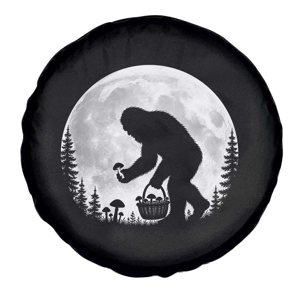 Bigfoot Mushroom Hunter Spare Tire Cover Vintage Sasquatch Art Mystical Nature Lover Retro Full Moon