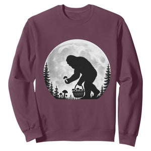 Bigfoot Mushroom Hunter Sweatshirt Vintage Sasquatch Art Mystical Nature Lover Retro Full Moon