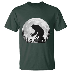 Bigfoot Mushroom Hunter T Shirt Vintage Sasquatch Art Mystical Nature Lover Retro Full Moon