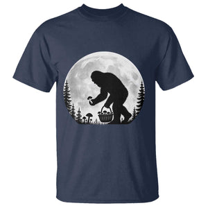 Bigfoot Mushroom Hunter T Shirt Vintage Sasquatch Art Mystical Nature Lover Retro Full Moon