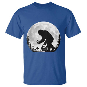 Bigfoot Mushroom Hunter T Shirt Vintage Sasquatch Art Mystical Nature Lover Retro Full Moon
