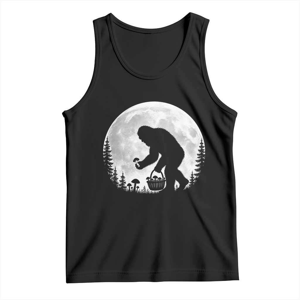 Bigfoot Mushroom Hunter Tank Top Vintage Sasquatch Art Mystical Nature Lover Retro Full Moon TS10 Black Print Your Wear