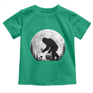 Bigfoot Mushroom Hunter Toddler T Shirt Vintage Sasquatch Art Mystical Nature Lover Retro Full Moon