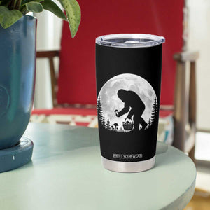 Bigfoot Mushroom Hunter Tumbler Cup Vintage Sasquatch Art Mystical Nature Lover Retro Full Moon