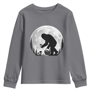 Bigfoot Mushroom Hunter Youth Sweatshirt Vintage Sasquatch Art Mystical Nature Lover Retro Full Moon