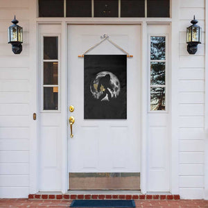 Bigfoot with Morel Mushroom Garden Flag Sasquatch Fungi Full Moon Silhouette Graphic
