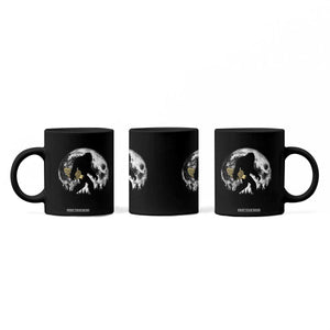 Bigfoot with Morel Mushroom Coffee Mug Sasquatch Fungi Full Moon Silhouette Graphic
