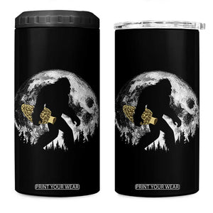Bigfoot with Morel Mushroom 4 in 1 Can Cooler Tumbler Sasquatch Fungi Full Moon Silhouette Graphic