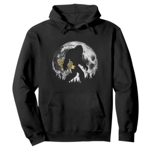 Bigfoot with Morel Mushroom Hoodie Sasquatch Fungi Full Moon Silhouette Graphic