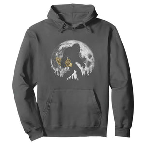 Bigfoot with Morel Mushroom Hoodie Sasquatch Fungi Full Moon Silhouette Graphic