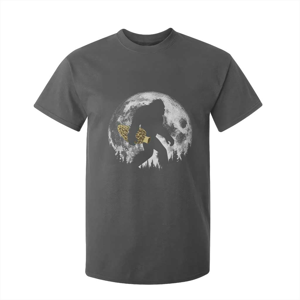Bigfoot with Morel Mushroom T Shirt For Kid Sasquatch Fungi Full Moon Silhouette Graphic