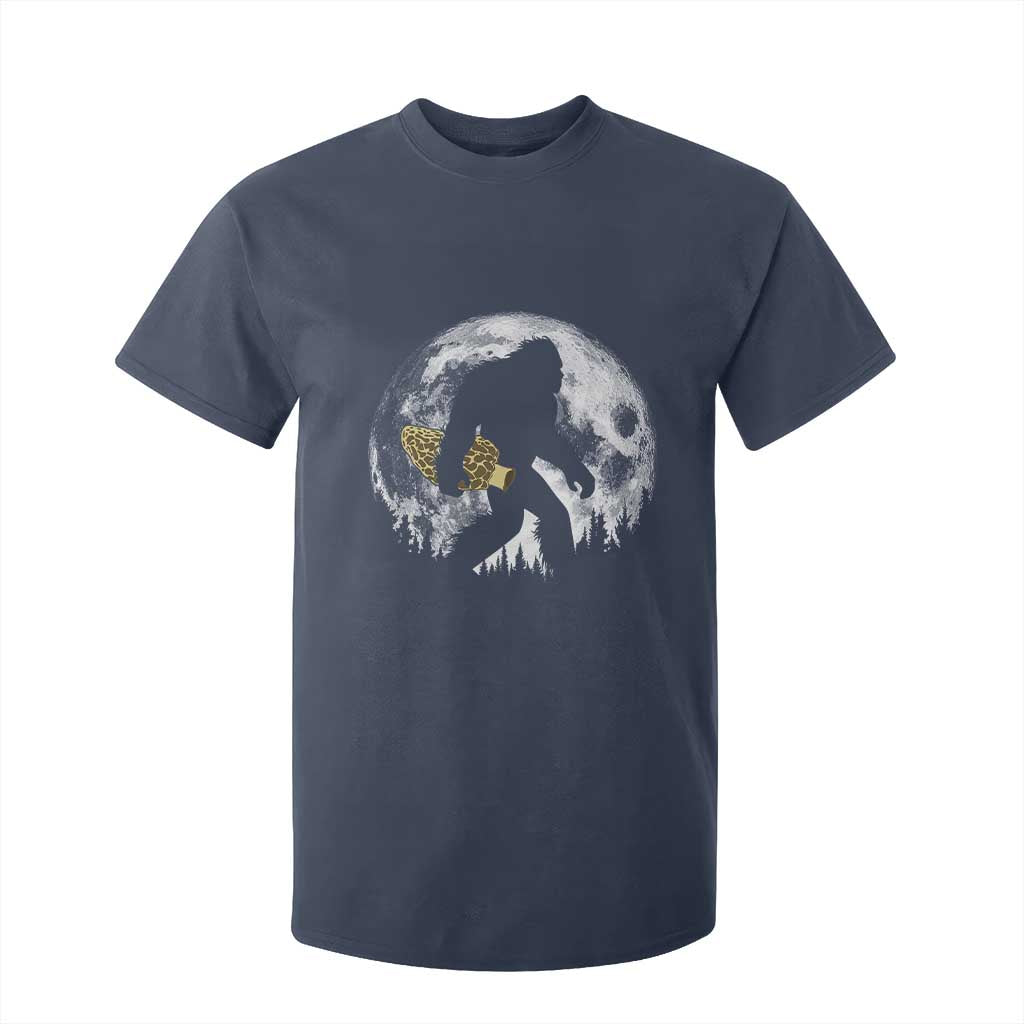 Bigfoot with Morel Mushroom T Shirt For Kid Sasquatch Fungi Full Moon Silhouette Graphic
